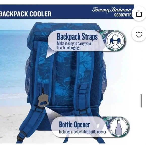 NWT Tommy Bahama Tropical Insulated Backpack Cooler. - Picture 3 of 12